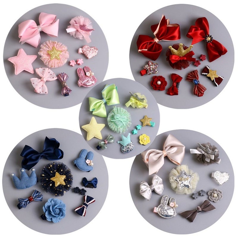 QUMY Dog Hair Clips Mixed Styles Varies Patterns Bows Pet Hair Accessories Grooming Product Hair Clips for Little Girls, 10 Piece (Pink) - Image 2
